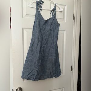 Denim dress with tie straps